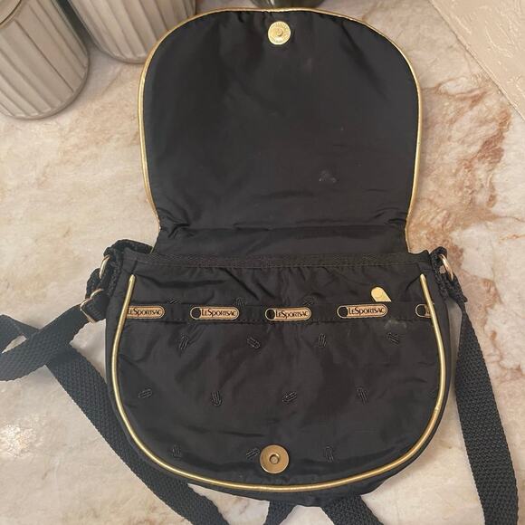 LeSportSac Manoush Collaboration black and gold crossbody - Picture 3 of 10